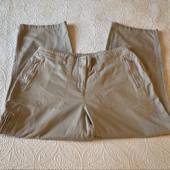 Fashion Bug Khaki Pants Front Zippered Pockets - Picture 1 of 7